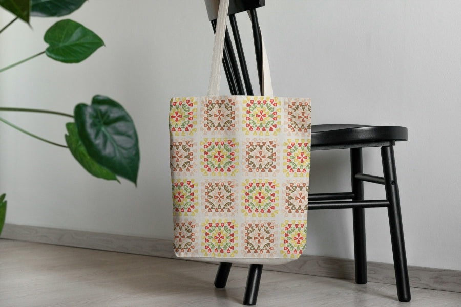 Spring Blossom Granny Squares Seamless Print