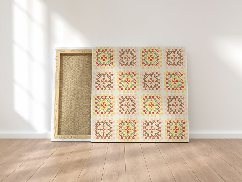 Spring Blossom Granny Squares Seamless Print