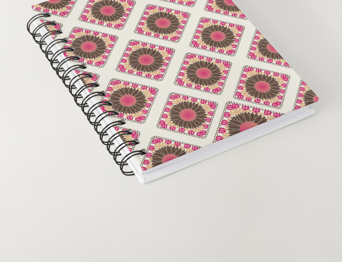 Spring Sunflowers Floral Granny Squares Seamless Print