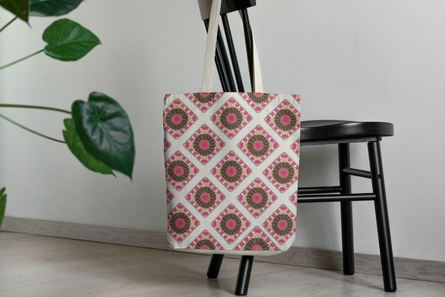 Spring Sunflowers Floral Granny Squares Seamless Print