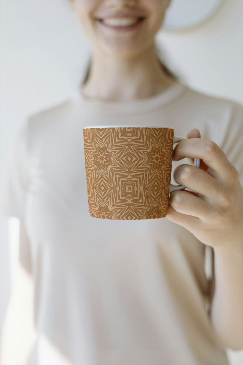 Starburst Latte Floral Granny Squares Seamless Print