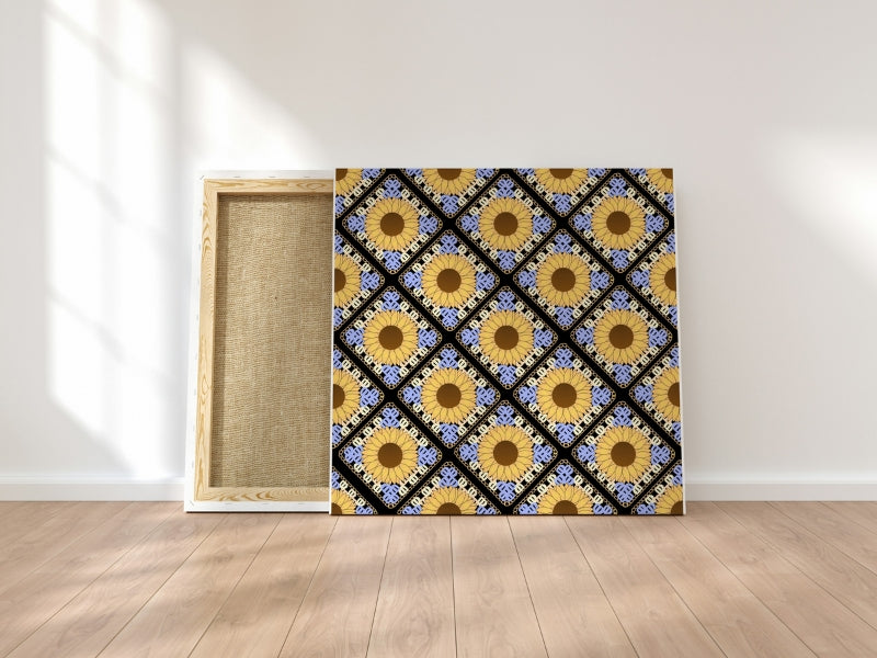 Sunflower Dreams Floral Granny Squares Seamless Print