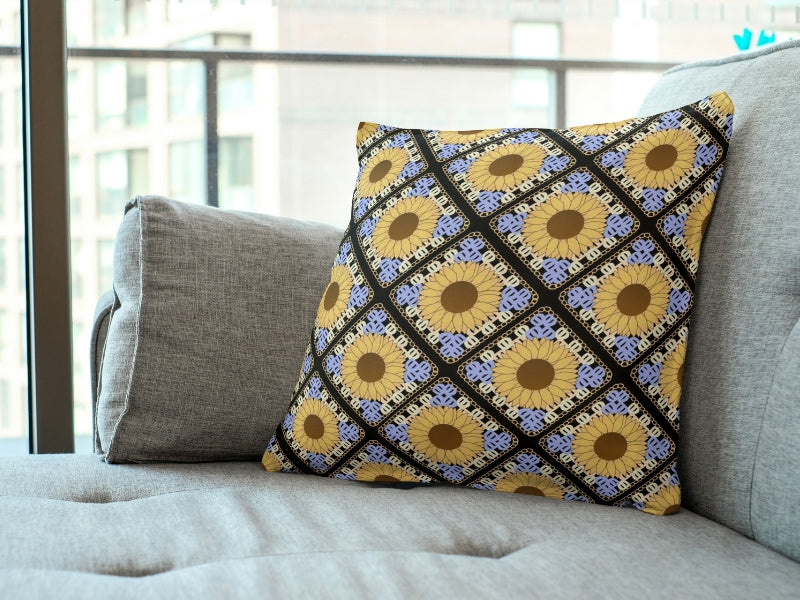 Sunflower Dreams Floral Granny Squares Seamless Print