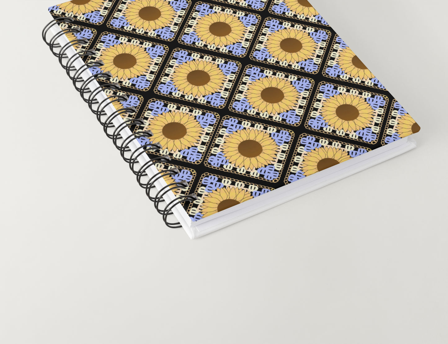 Sunflower Dreams Floral Granny Squares Seamless Print