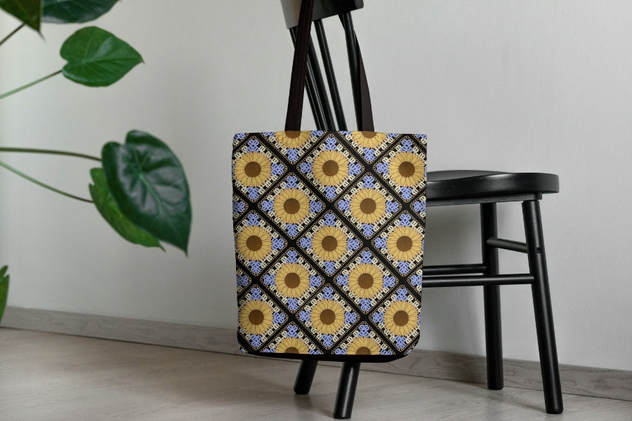 Sunflower Dreams Floral Granny Squares Seamless Print