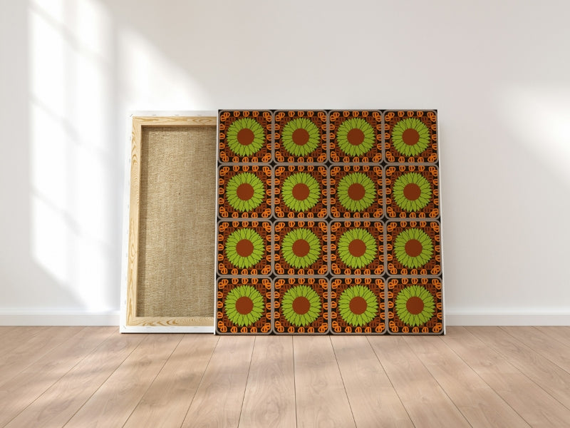 Sunflower Summertime Bloom Floral Granny Circles Seamless Print