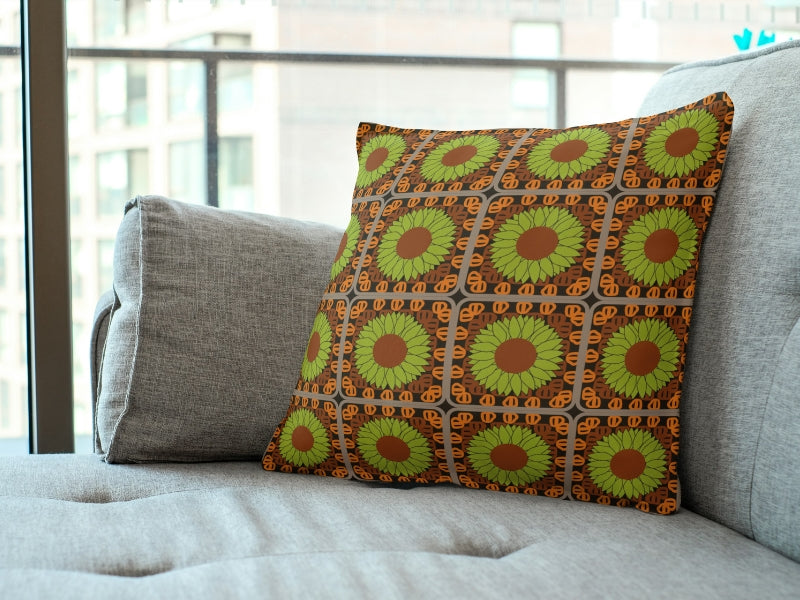 Sunflower Summertime Bloom Floral Granny Circles Seamless Print