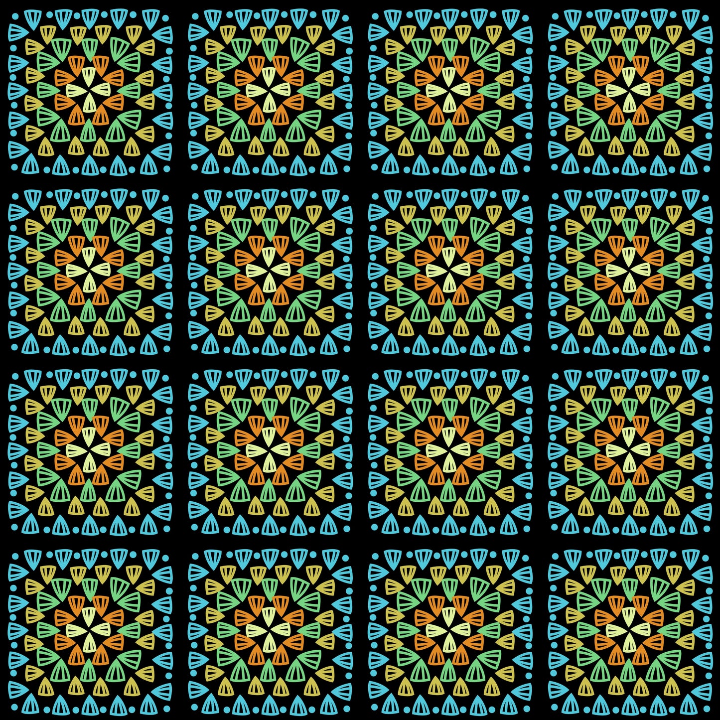 Sunlit Reef Granny Squares Print