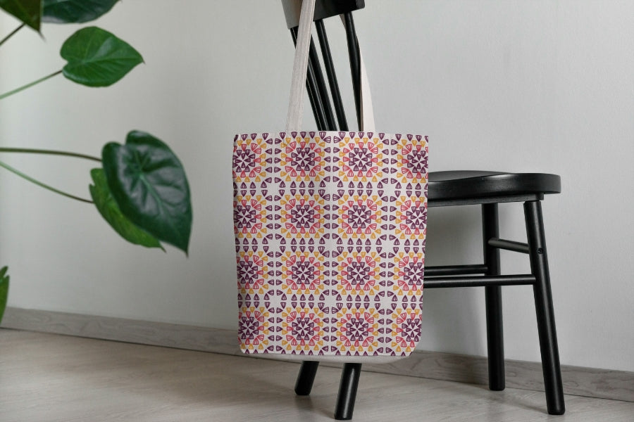 Sunset Bloom Granny Squares Seamless Print