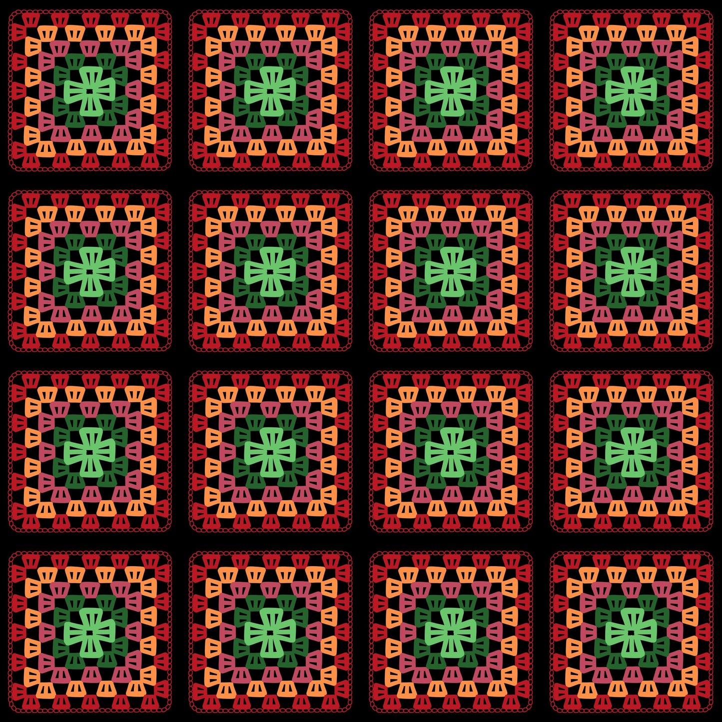 Sunstone Fire Granny Squares Print