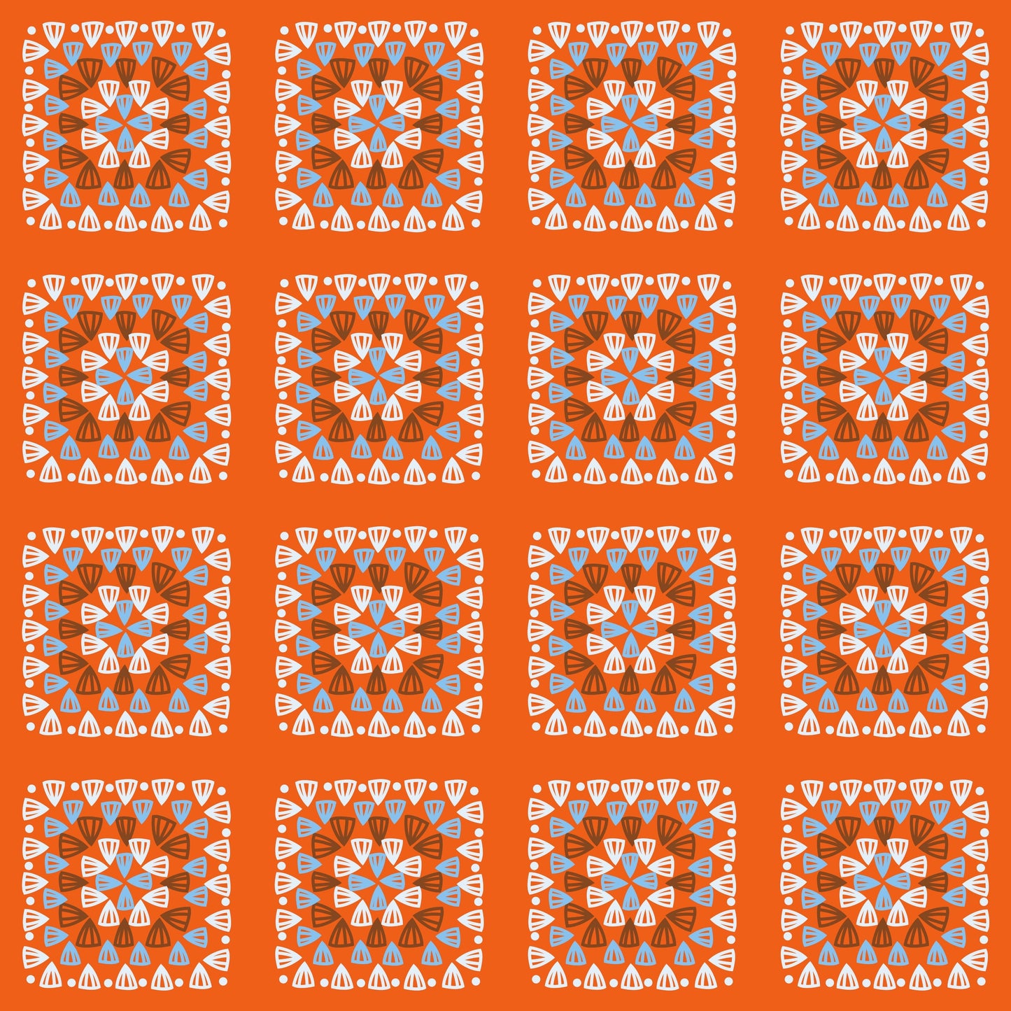 Tangerine Bliss Granny Squares Print
