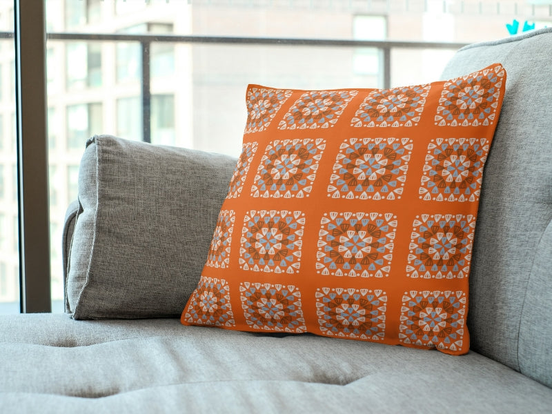 Tangerine Bliss Granny Squares Print
