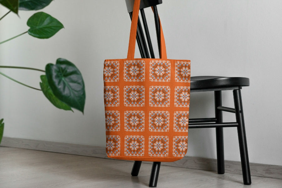 Tangerine Bliss Granny Squares Print