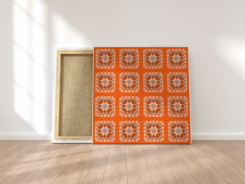 Tangerine Bliss Granny Squares Print