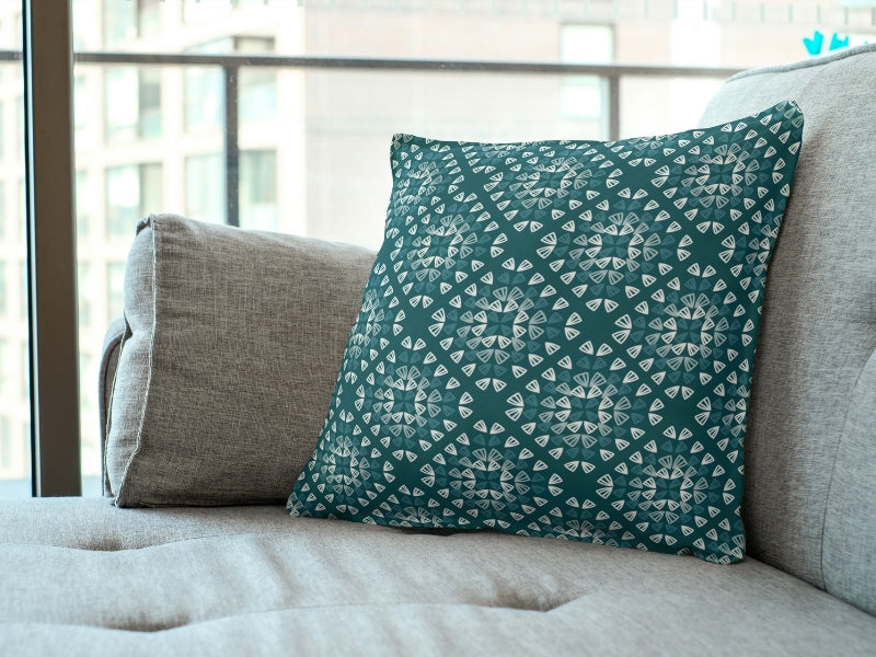 Teal Rose Granny Squares Seamless Print