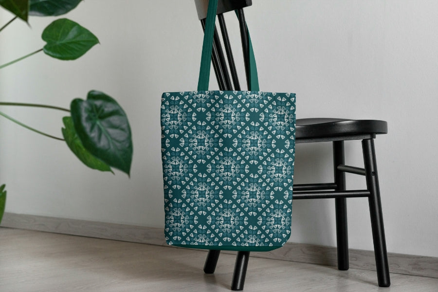Teal Rose Granny Squares Seamless Print