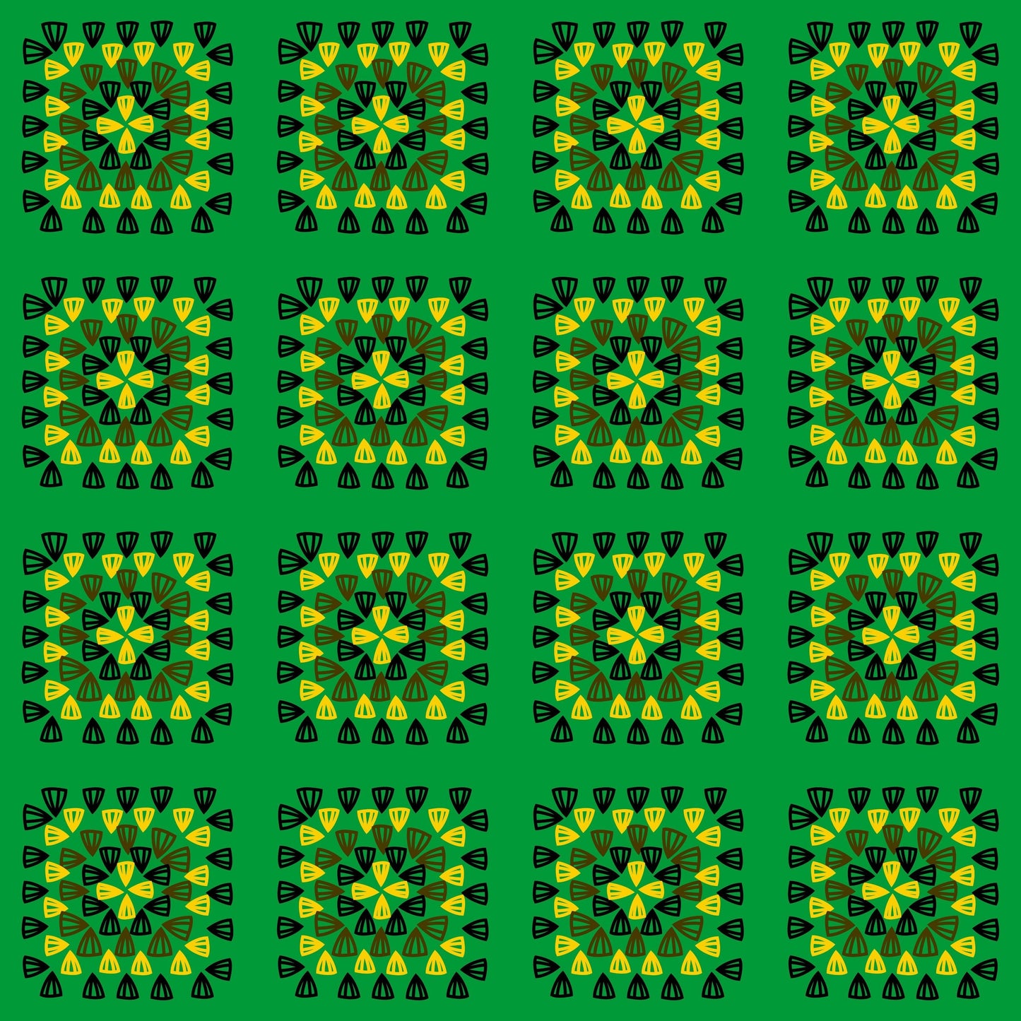 Tropical Forest Green Granny Squares Seamless Print
