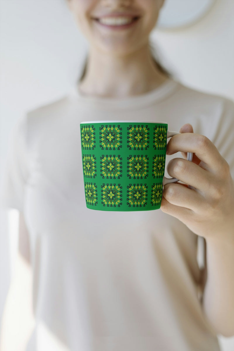 Tropical Forest Green Granny Squares Seamless Print