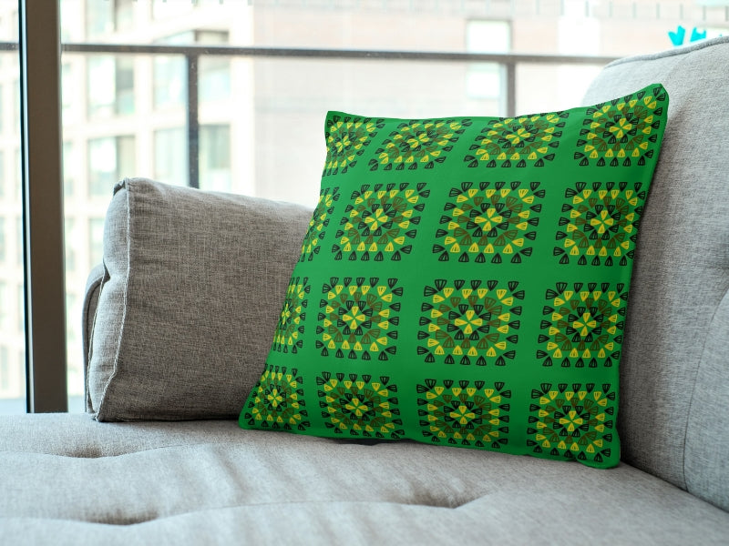 Tropical Forest Green Granny Squares Seamless Print