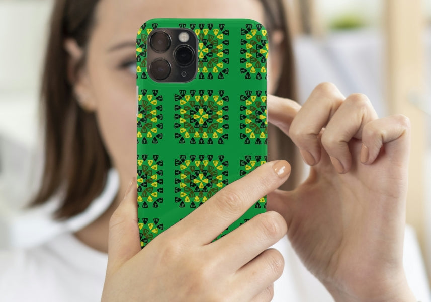Tropical Forest Green Granny Squares Seamless Print