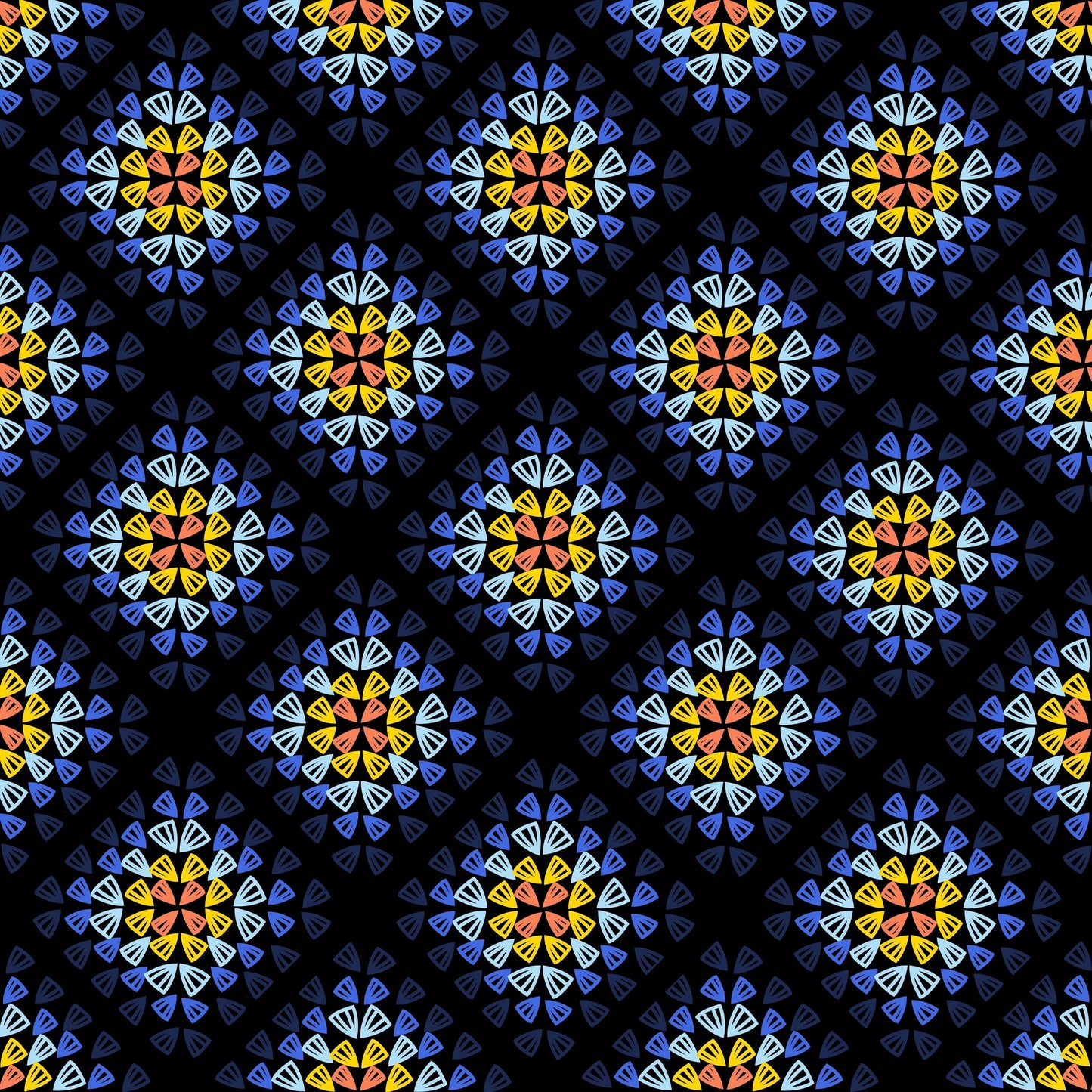 Vintage Blue Harmony Granny Squares Seamless Print