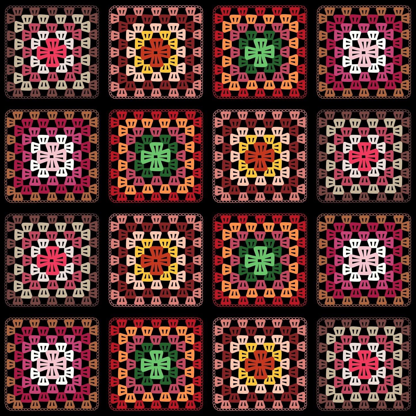 Vinyage Patchwork Granny Squares Seamless Print