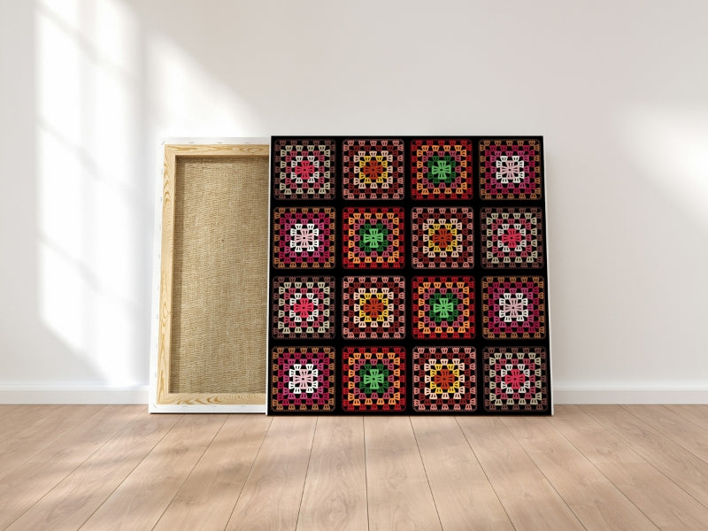 Vinyage Patchwork Granny Squares Seamless Print