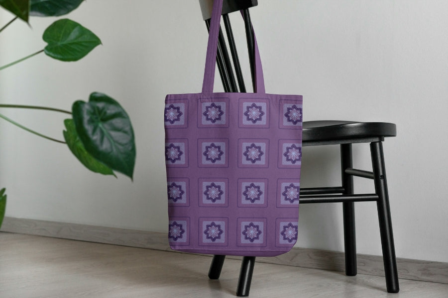 Violet Lace Embroidery Floral Granny Squares Print