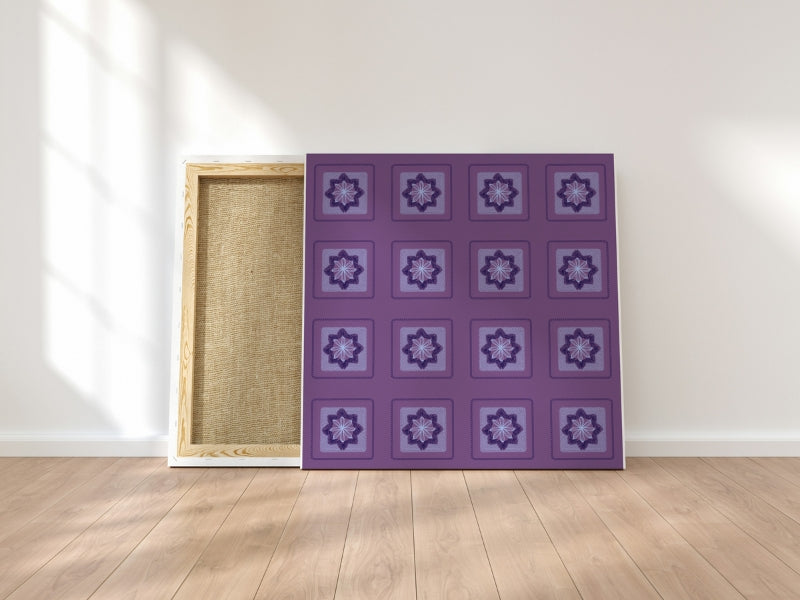 Violet Lace Embroidery Floral Granny Squares Print