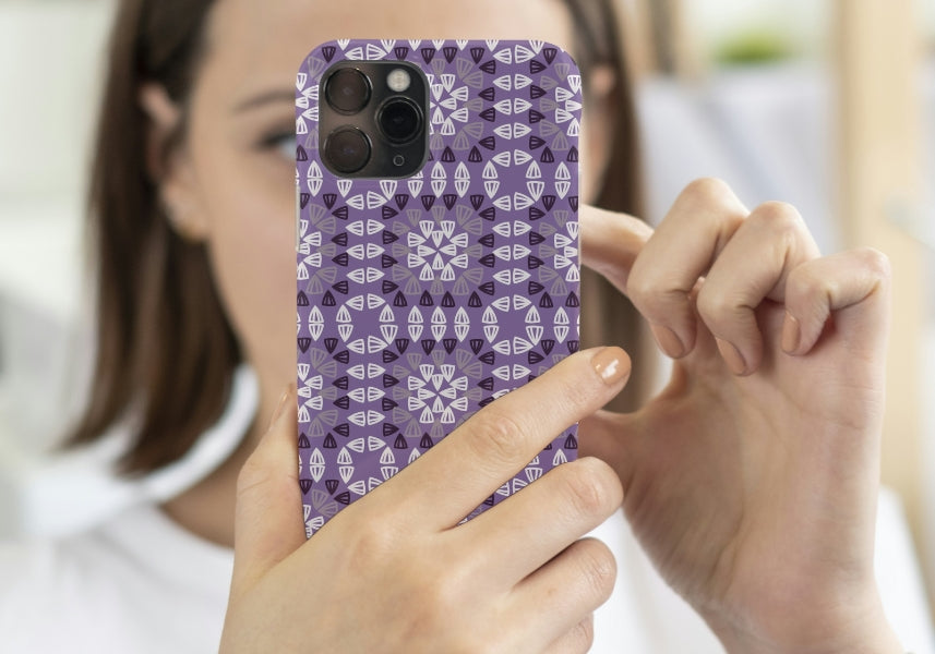 Violet Paisley Granny Squares Seamless Print