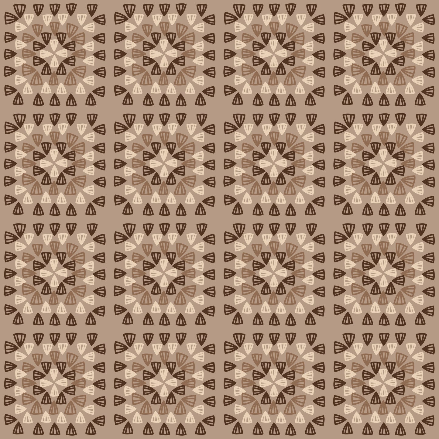 Warm Mocha Bloom Granny Squares Seamless Print