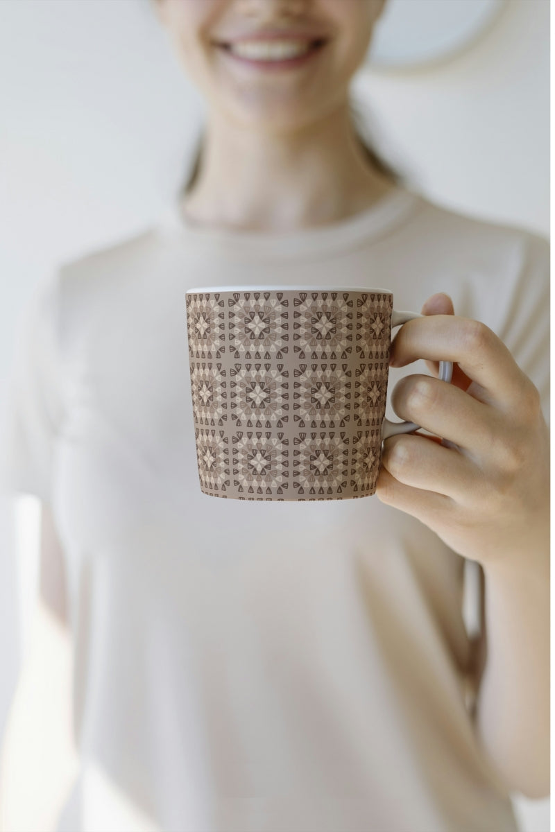 Warm Mocha Bloom Granny Squares Seamless Print