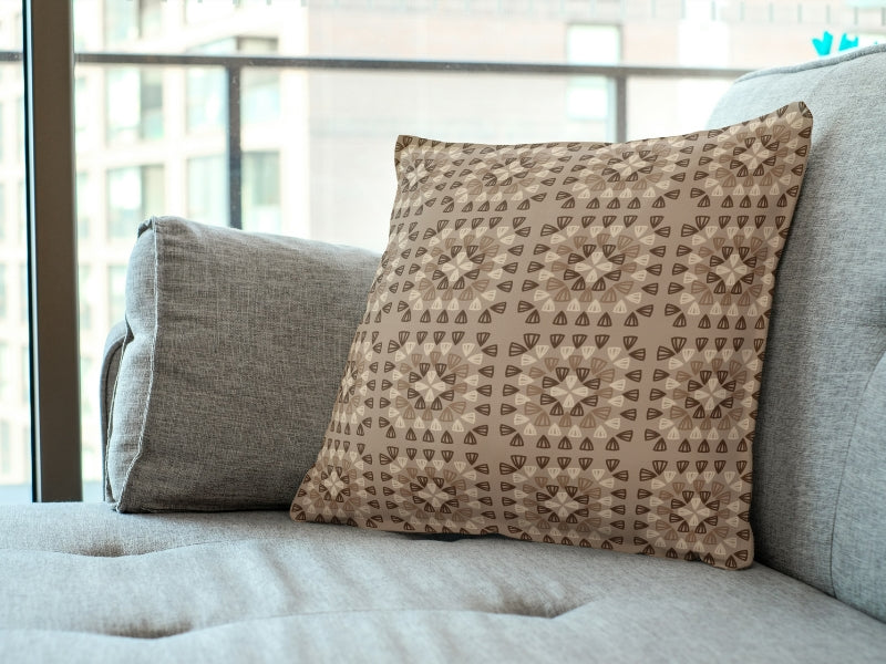 Warm Mocha Bloom Granny Squares Seamless Print