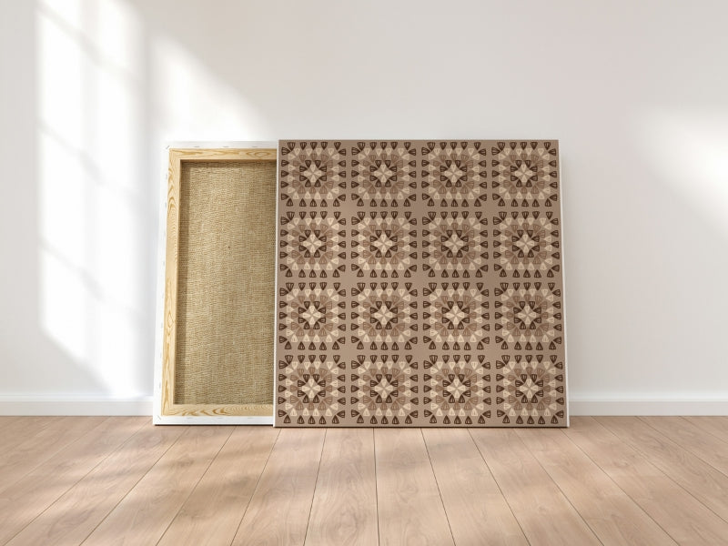 Warm Mocha Bloom Granny Squares Seamless Print