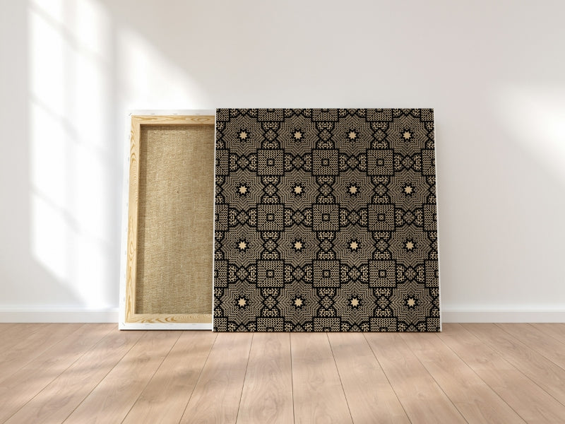 Knit Monochrome Beige Floral Granny Squares Seamless Print
