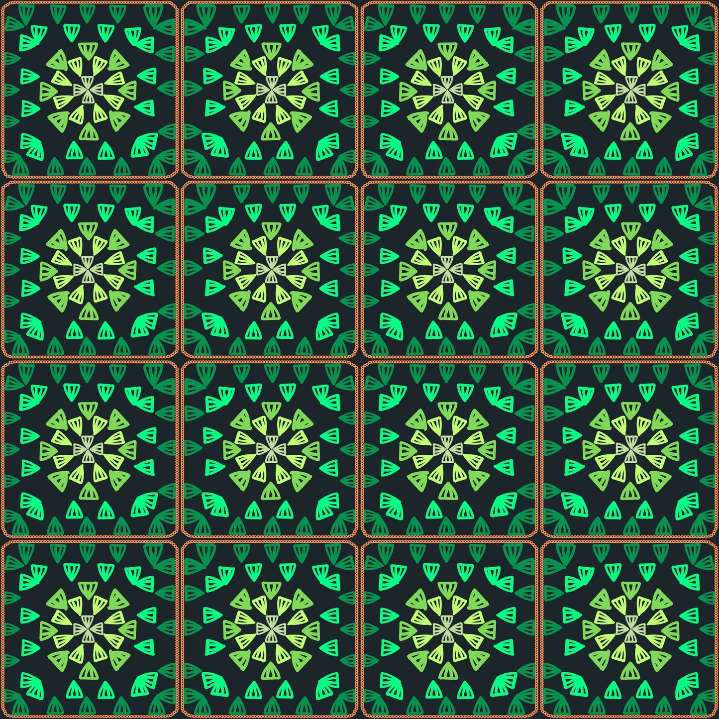Emerald Elegance Granny Squares Seamless Print