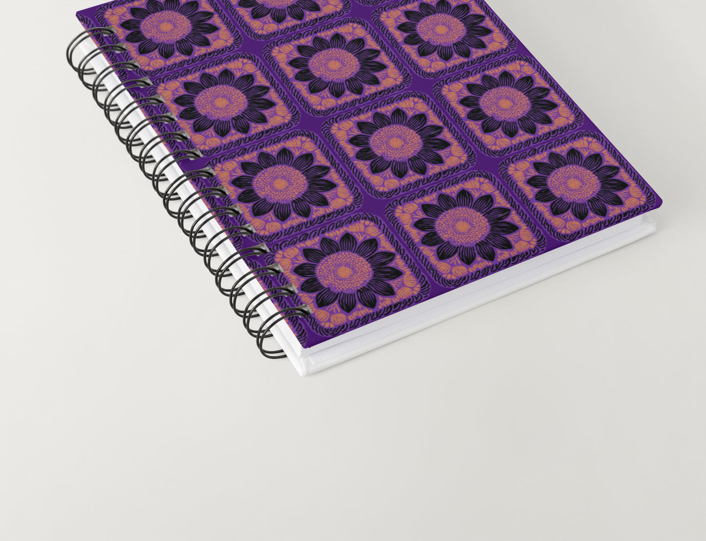 Violet Noir Sunflower Floral Granny Squares Seamless Print