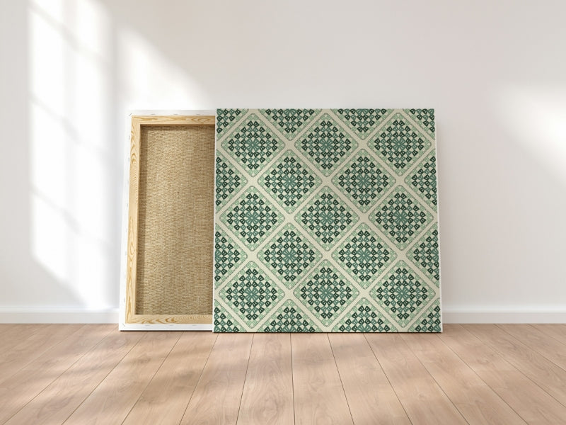 Sage Green Lattice Granny Squares Seamless Print