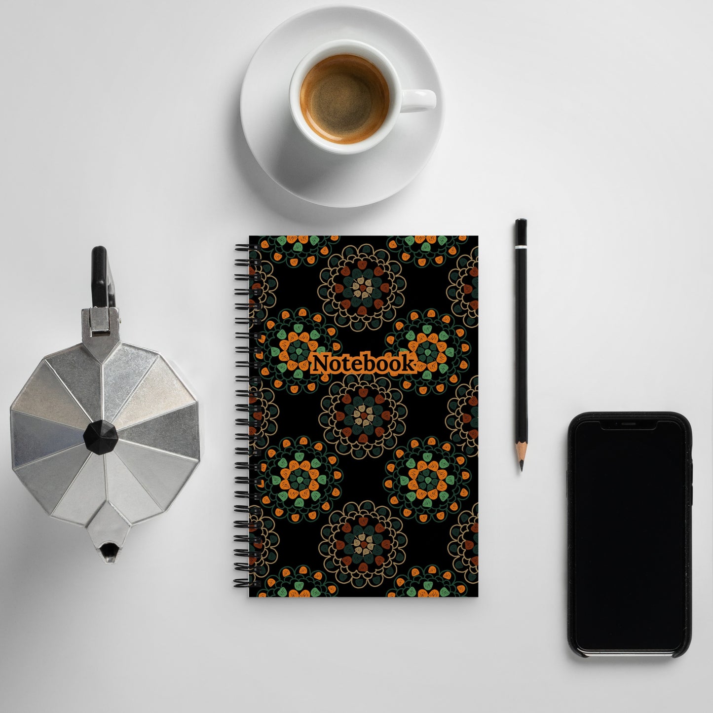Crochet Mandala Floral Pattern Spiral Notebook Journal