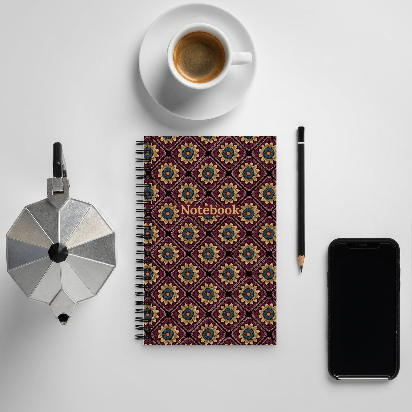 Crochet Floral Print Spiral Notebook Journal
