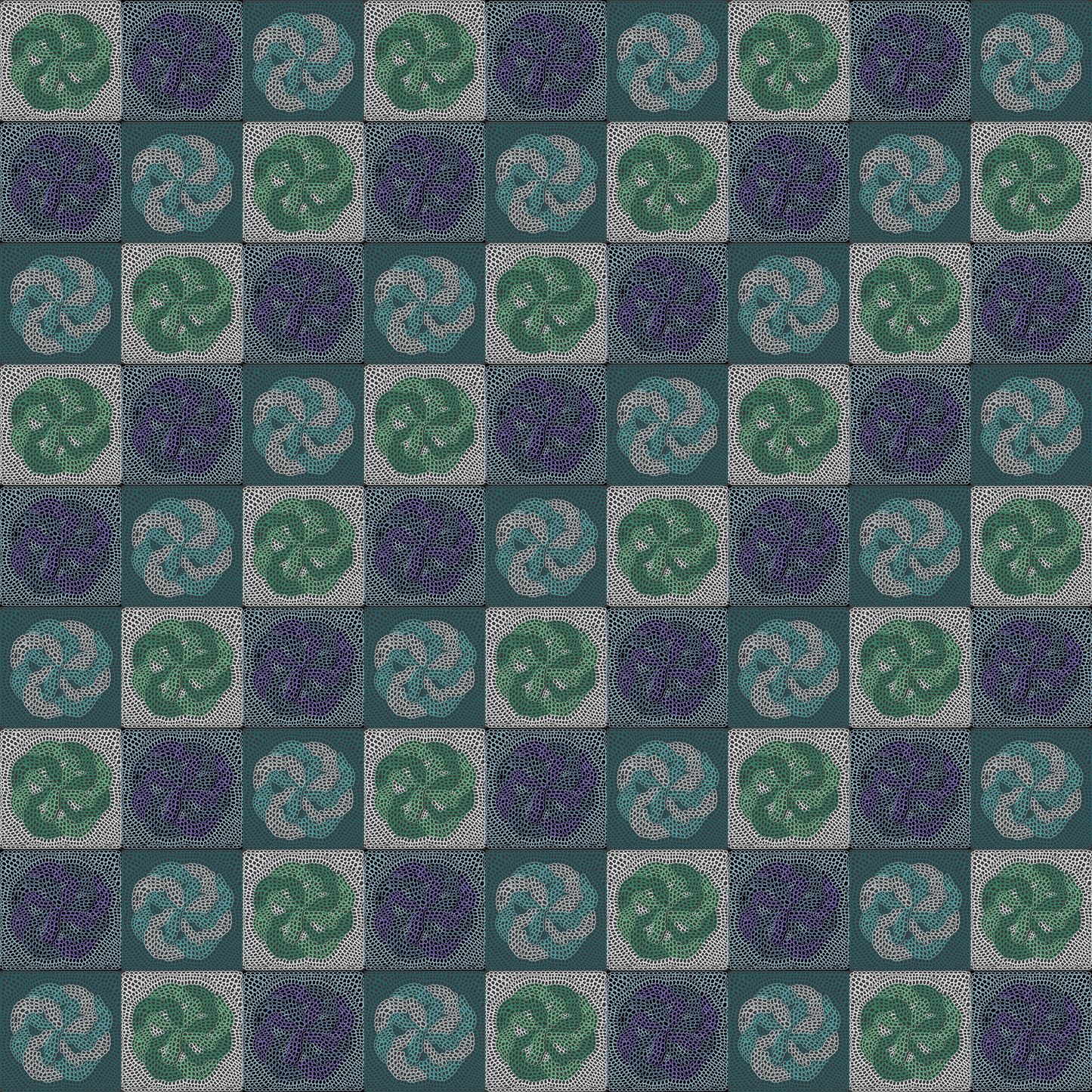 Crochet Roses Granny Squares Print