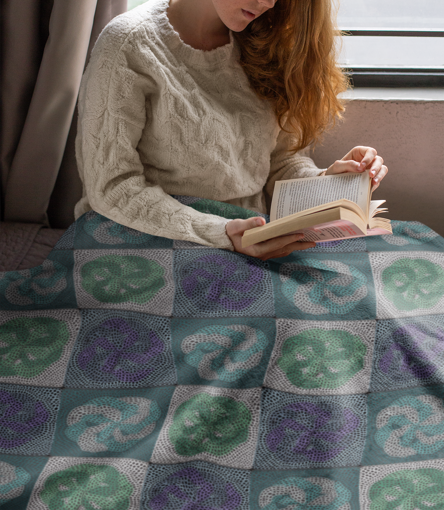 Crochet Roses Granny Squares Print