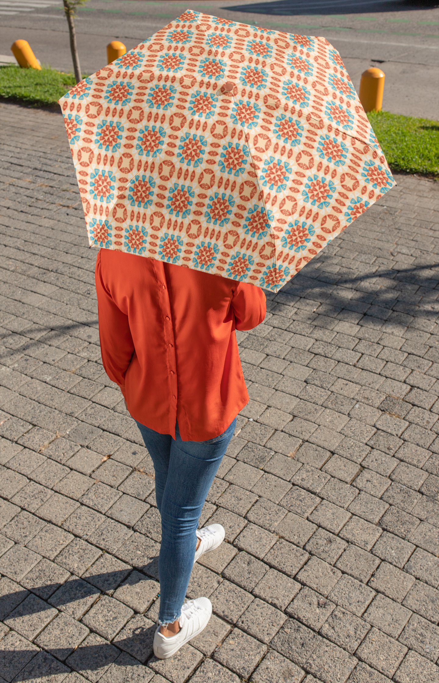 Coral Blue Seamless Granny Squares Print