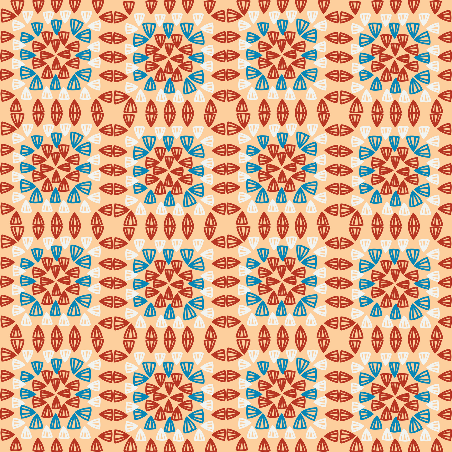 Coral Blue Seamless Granny Squares Print