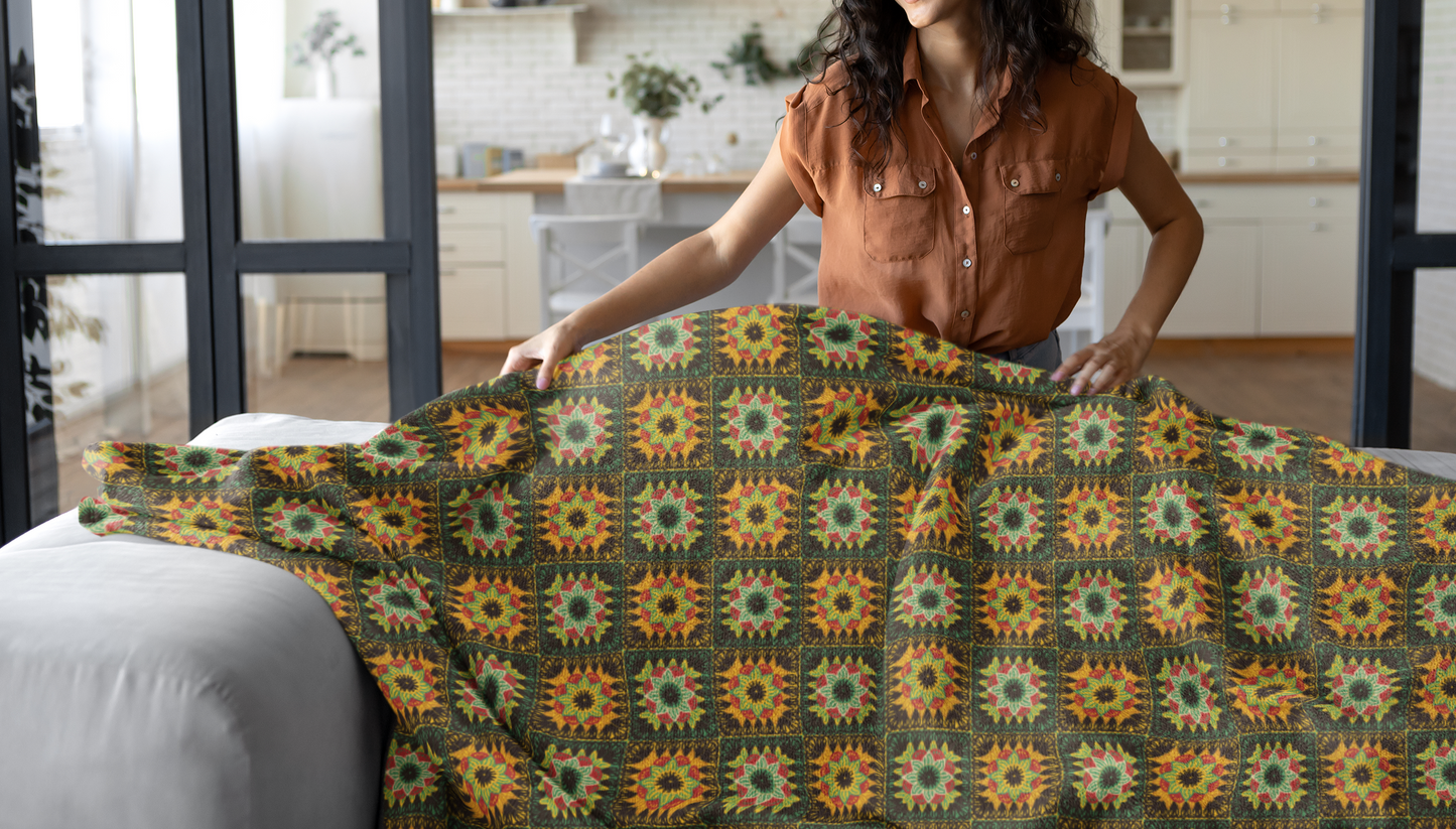 African-Themed Floral Granny Squares Digital Files