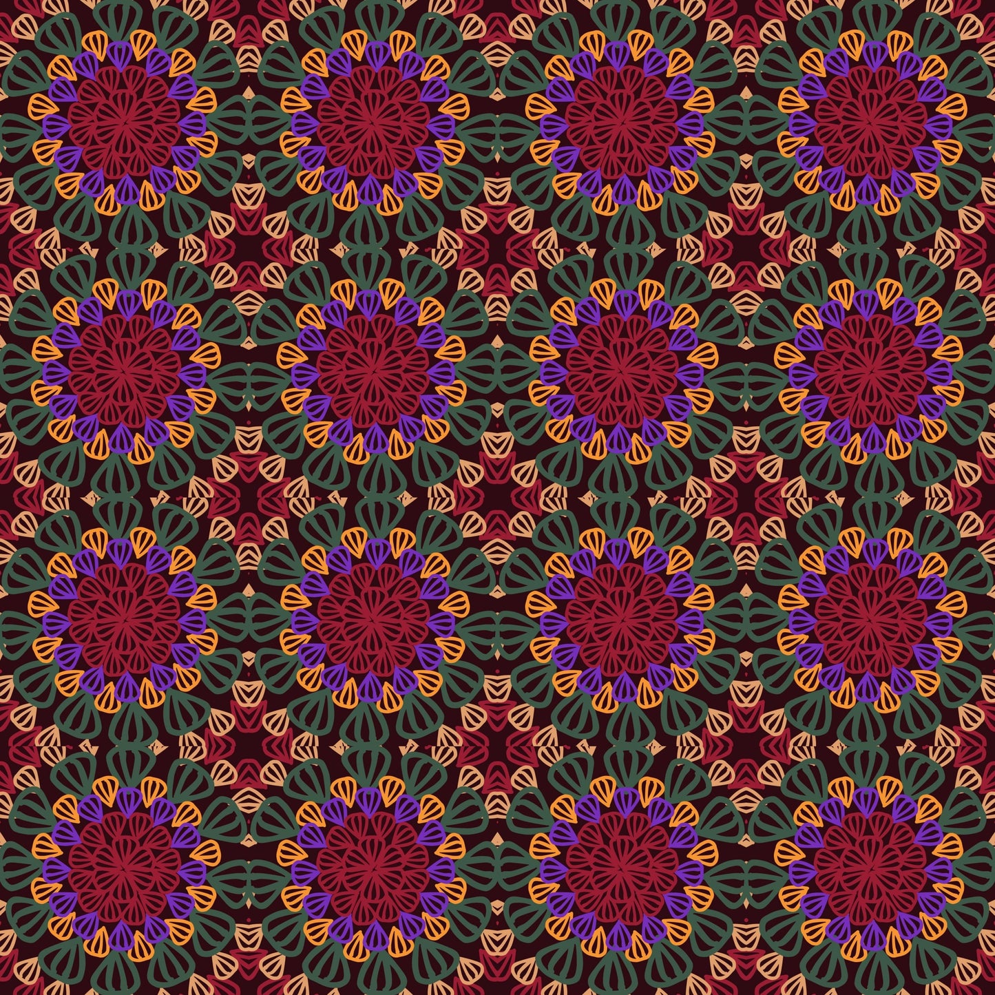 Enchanted Forest Granny Squares Seamless Print