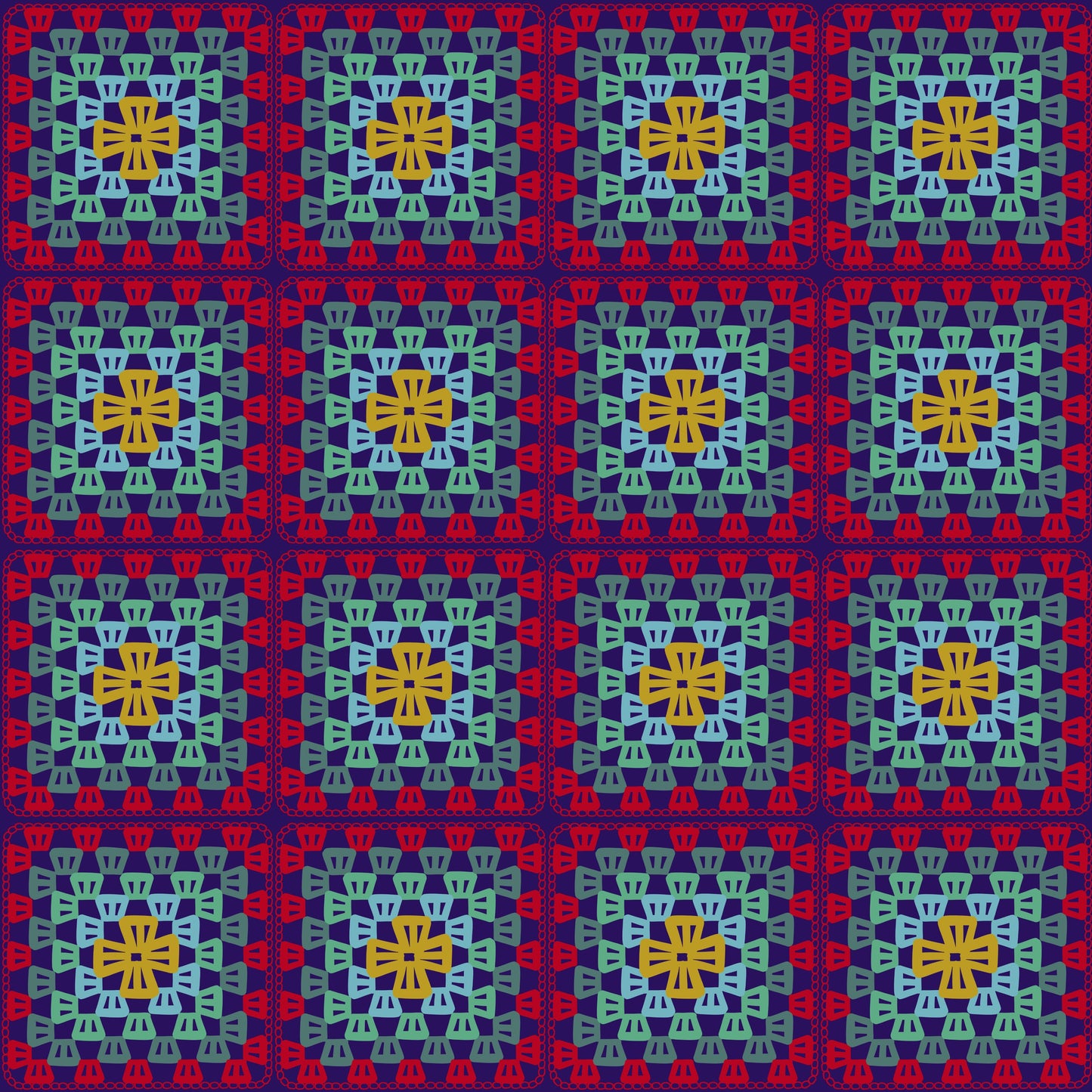 Berry Weave Granny Squares Seamless Print