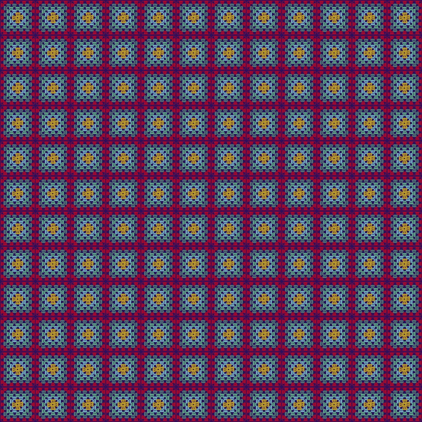 Berry Weave Granny Squares Seamless Print