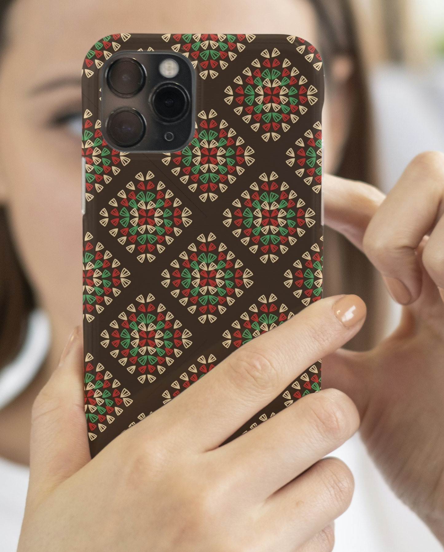 Chestnut Rouge Granny Squares Seamless Print