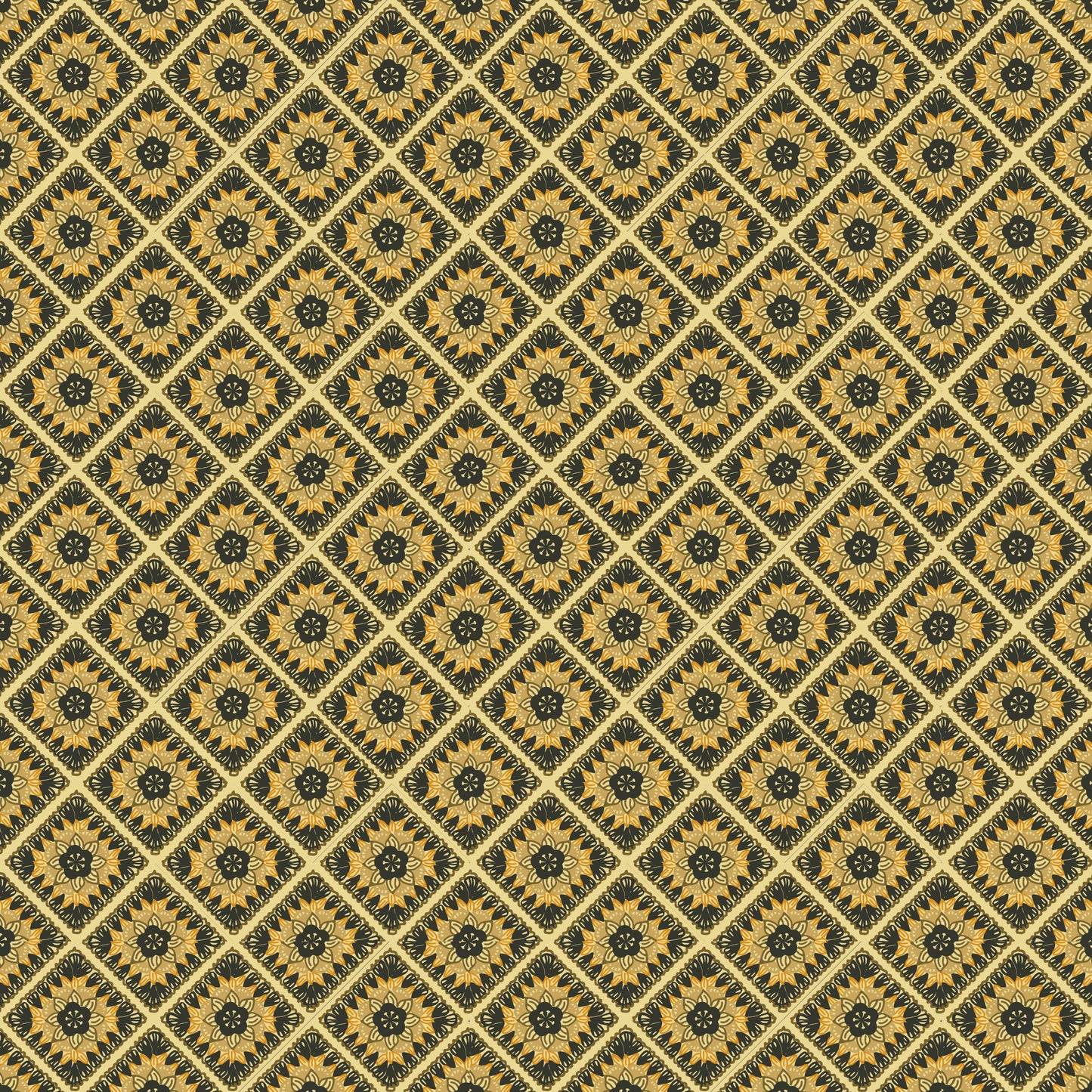 Burnt Sienna Granny Squares Floral Seamless Print